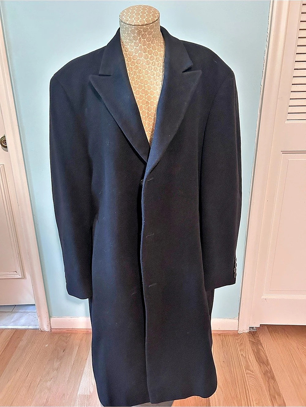Calvin Klein Wool Cashmere Blend Overcoat Men's Black 42R120